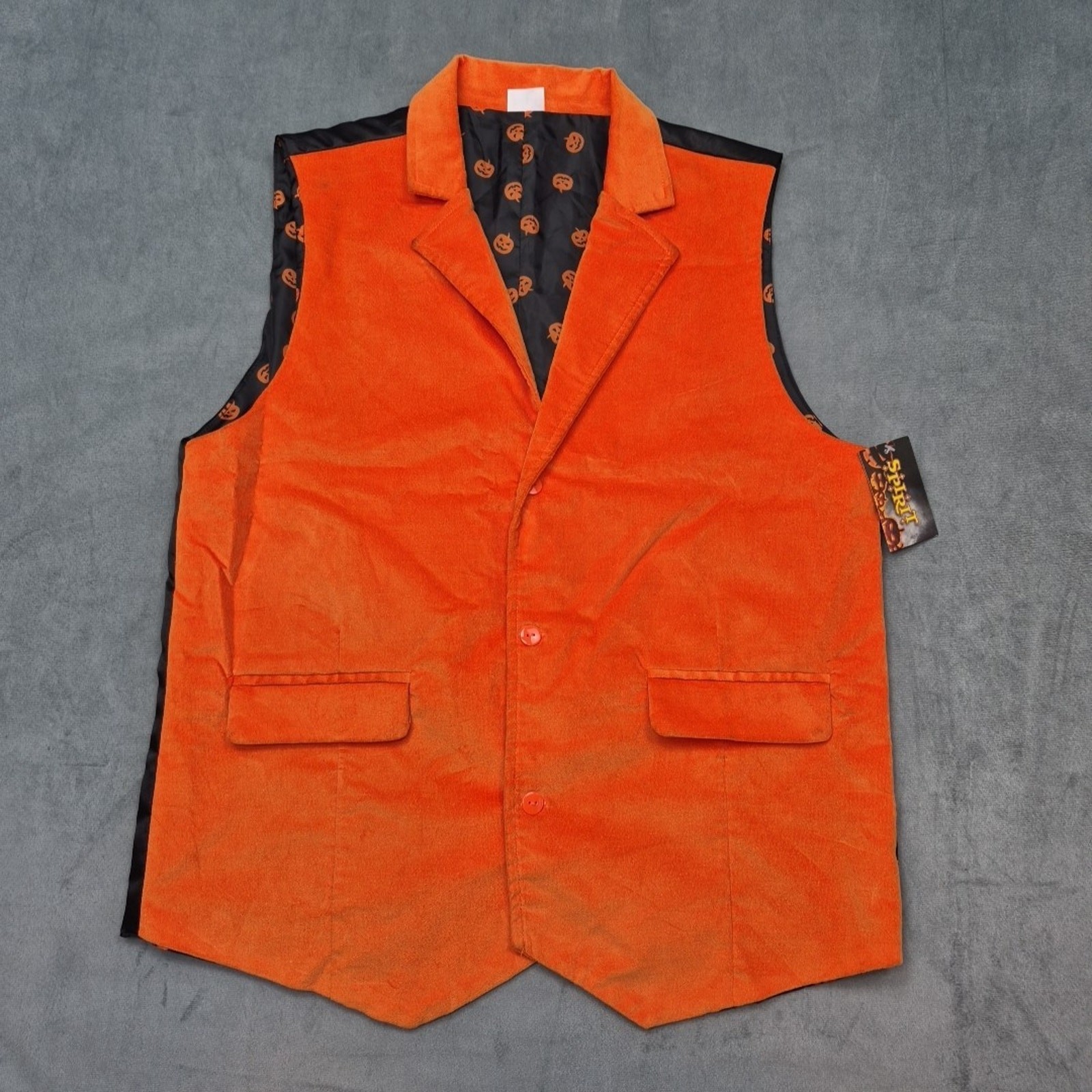 Spirit Halloween Orange Pumpkin Lined Vest Adult S/M Halloween Costume Cosplay