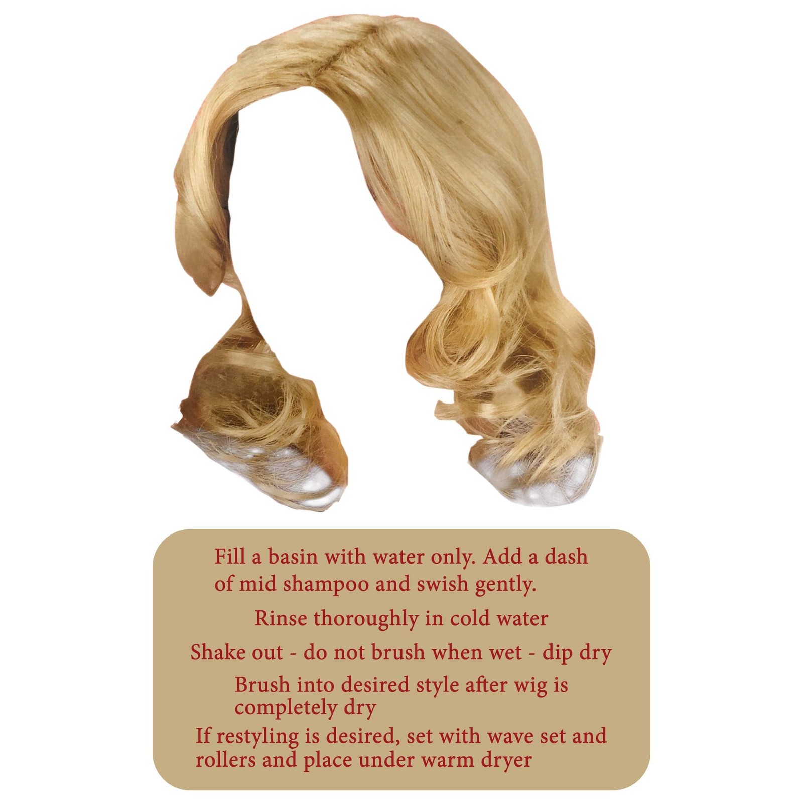 Blonde Wig Womens Costume Dress Up Medium Length Long Hair Wavy Curly Synthetic