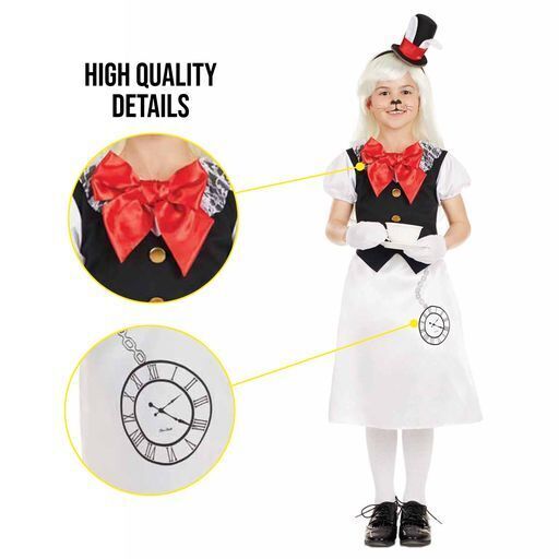Girls Kids Miss White Rabbit Alice in Wonderland Costume M – XL Halloween Cheap