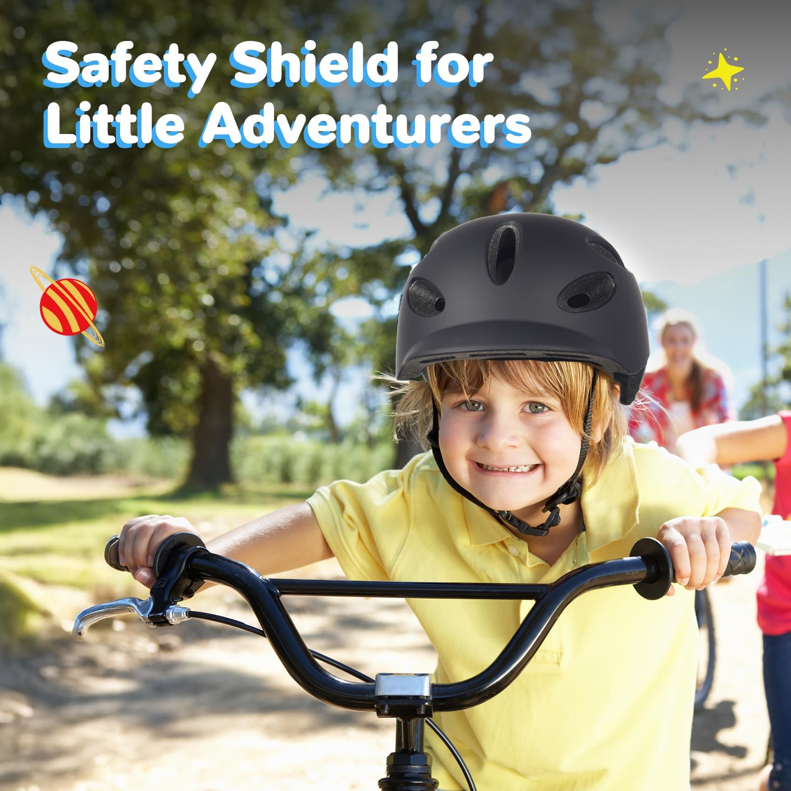 Kids/Youth Bike Helmet for Boys Girls 18.8″-22″ / 48-56 cm, Matte Black Leaf