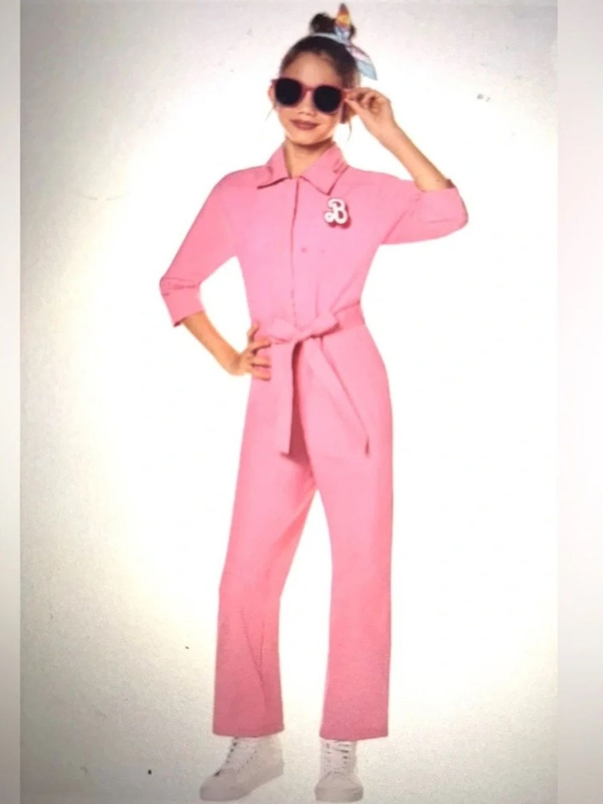 Spirit Halloween Barbie the Movie Kids Pink Power Jumpsuit size Medium 8-10