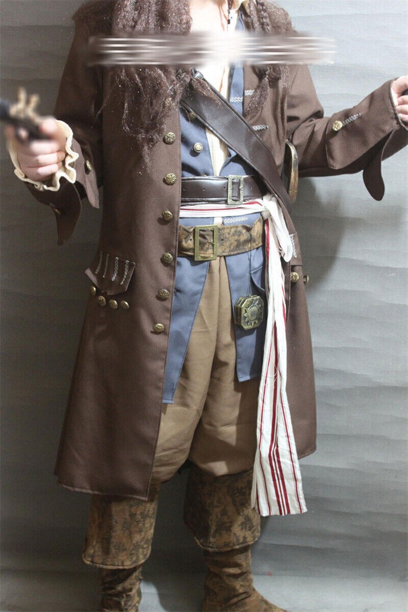 Captain Jack Sparrow Costume Outfits Pirates of the Caribbean Halloween Cosplay