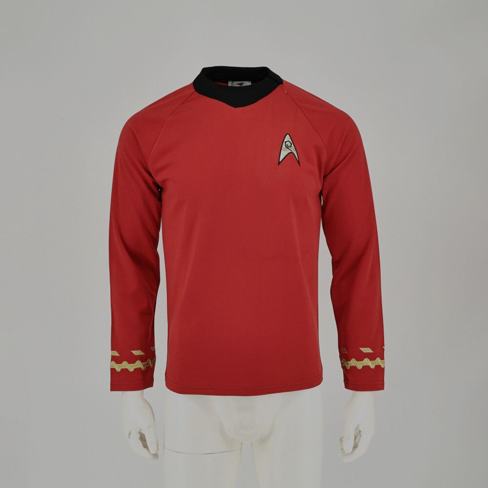 Cosplay TOS Captain Kirk Gold Shirts Spock Blue Uniforms Red Starfleet Tops Mens